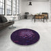 Round Patterned Purple Rug in a Office, pat3419pur