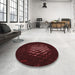 Round Patterned Chocolate Brown Rug in a Office, pat3419rd