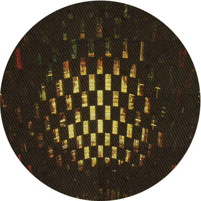 Square Patterned Black Rug, pat3419yw