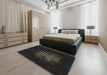 Patterned Black Novelty Rug in a Bedroom, pat3419