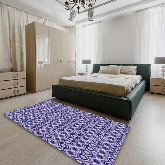 Round Machine Washable Transitional Purple Mimosa Purple Rug in a Office, wshpat342blu