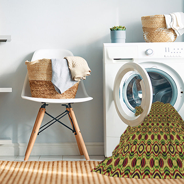 Machine Washable Transitional Green Rug in a Washing Machine, wshpat342brn