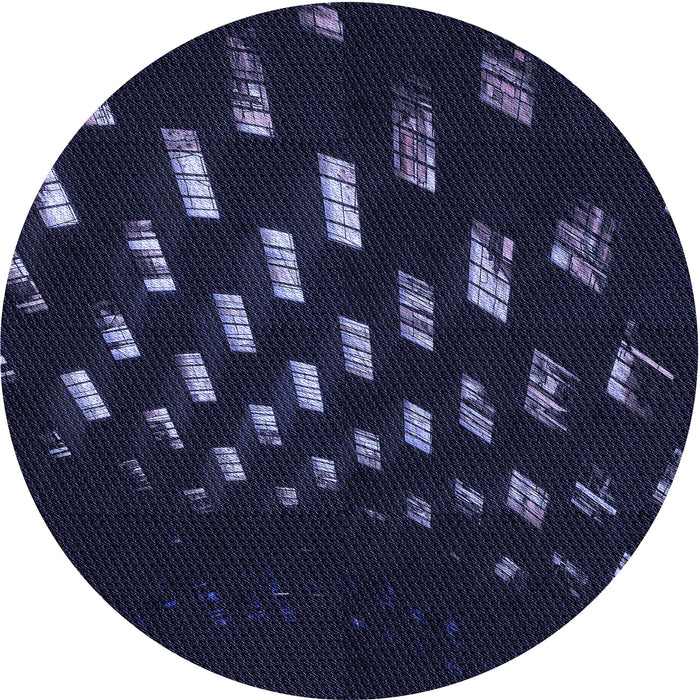 Square Patterned Black Rug, pat3420blu