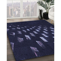 Patterned Black Rug, pat3420blu