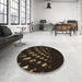 Round Patterned Black Rug in a Office, pat3420brn