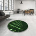 Round Patterned Green Rug in a Office, pat3420grn