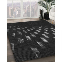 Patterned Black Rug, pat3420gry