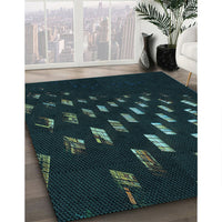 Patterned Black Rug, pat3420lblu