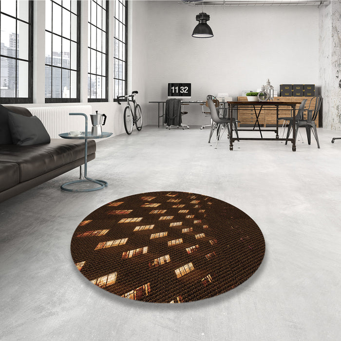 Round Patterned Saddle Brown Rug in a Office, pat3420org