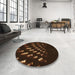 Round Patterned Saddle Brown Rug in a Office, pat3420org