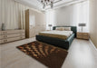 Patterned Saddle Brown Rug in a Bedroom, pat3420org