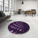 Round Patterned Deep Purple Rug in a Office, pat3420pur