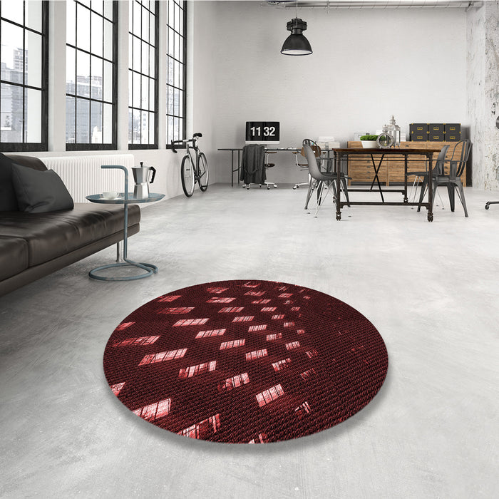 Round Patterned Chocolate Brown Rug in a Office, pat3420rd