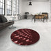 Round Patterned Chocolate Brown Rug in a Office, pat3420rd