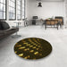 Round Patterned Black Rug in a Office, pat3420yw