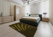 Patterned Black Rug in a Bedroom, pat3420yw