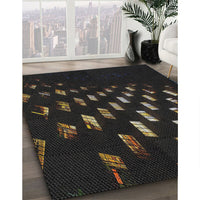 Patterned Black Novelty Rug, pat3420