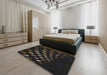 Patterned Black Novelty Rug in a Bedroom, pat3420