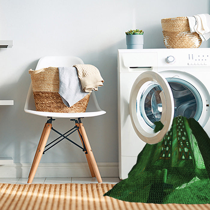 Machine Washable Transitional Black Rug in a Washing Machine, wshpat3421grn