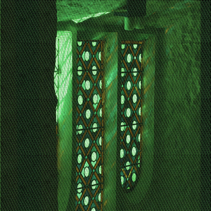 Round Patterned Black Rug, pat3421grn