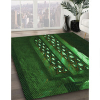 Patterned Black Rug, pat3421grn