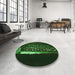 Round Patterned Black Rug in a Office, pat3421grn