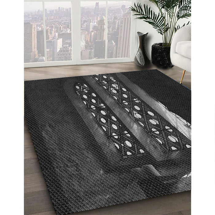 Patterned Carbon Gray Rug in Family Room, pat3421gry