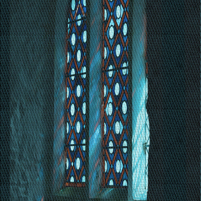 Patterned Dark Cyan Green Rug, pat3421lblu