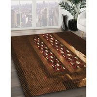 Patterned Mahogany Brown Rug, pat3421org