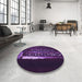 Round Patterned Purple Violet Purple Rug in a Office, pat3421pur