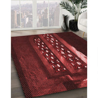 Patterned Fire Brick Red Rug, pat3421rd