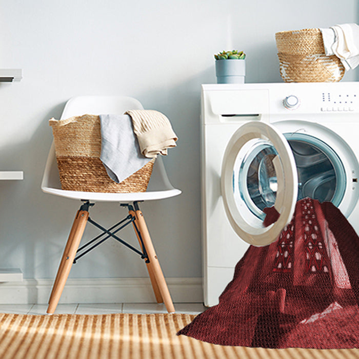Machine Washable Transitional Fire Brick Red Rug in a Washing Machine, wshpat3421rd