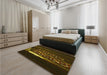 Patterned Oak Brown Rug in a Bedroom, pat3421yw