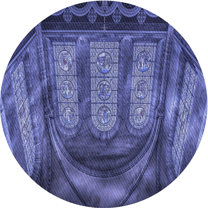 Square Patterned Light Slate Blue Rug, pat3422blu