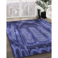 Patterned Light Slate Blue Rug, pat3422blu