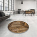 Round Patterned Cinnamon Brown Rug in a Office, pat3422brn
