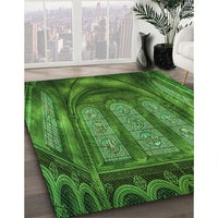 Patterned Deep Emerald Green Rug, pat3422grn