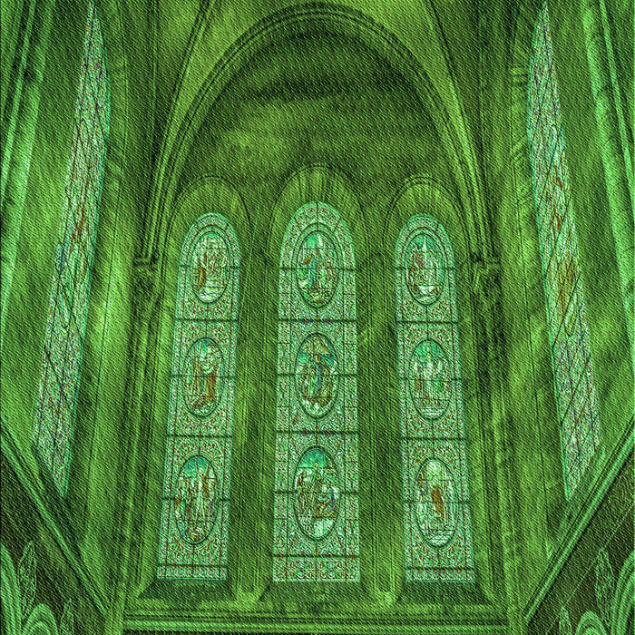 Machine Washable Transitional Deep Emerald Green Rug, wshpat3422grn