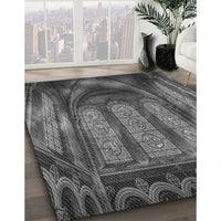 Patterned Dark Gray Black Rug, pat3422gry