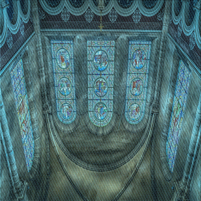 Round Patterned Dark Blue Grey Blue Rug, pat3422lblu