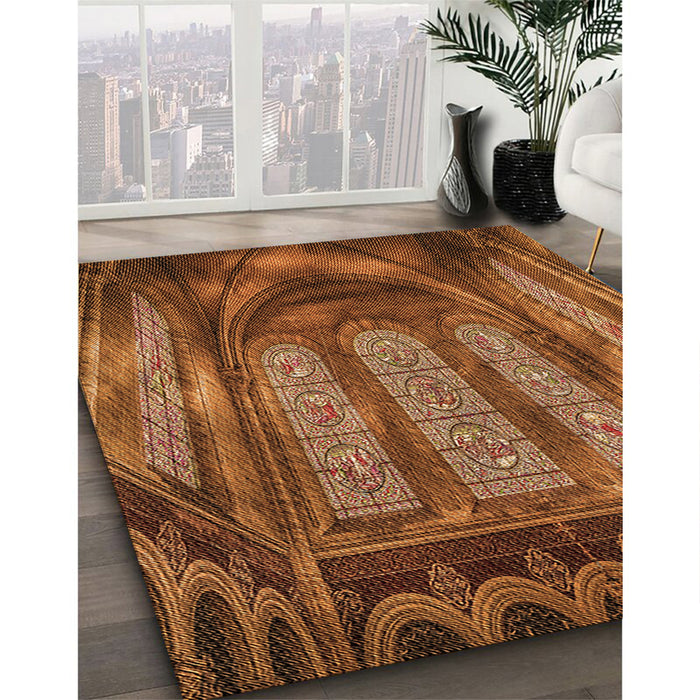 Machine Washable Transitional Orange Rug in a Family Room, wshpat3422org