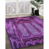 Patterned Dark Magenta Purple Rug, pat3422pur