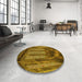Round Patterned Dark Bronze Brown Rug in a Office, pat3422yw