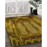 Patterned Dark Bronze Brown Rug, pat3422yw