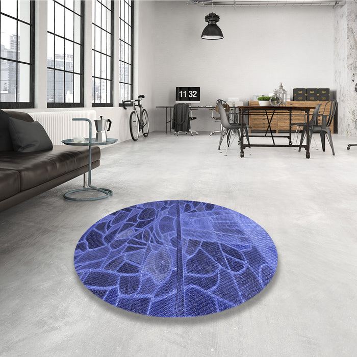 Round Patterned Light Slate Blue Rug in a Office, pat3423blu