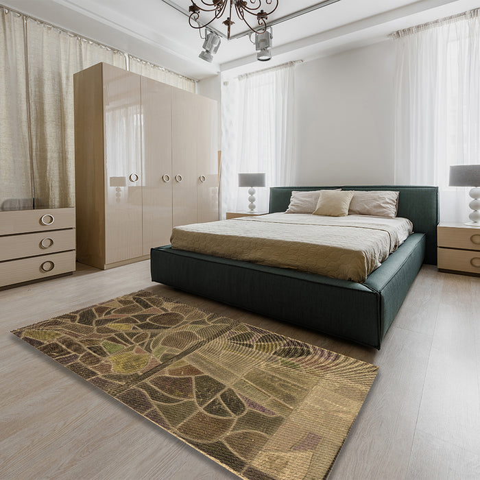 Patterned Copper Brown Rug in a Bedroom, pat3423brn