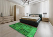 Patterned Green Rug in a Bedroom, pat3423grn