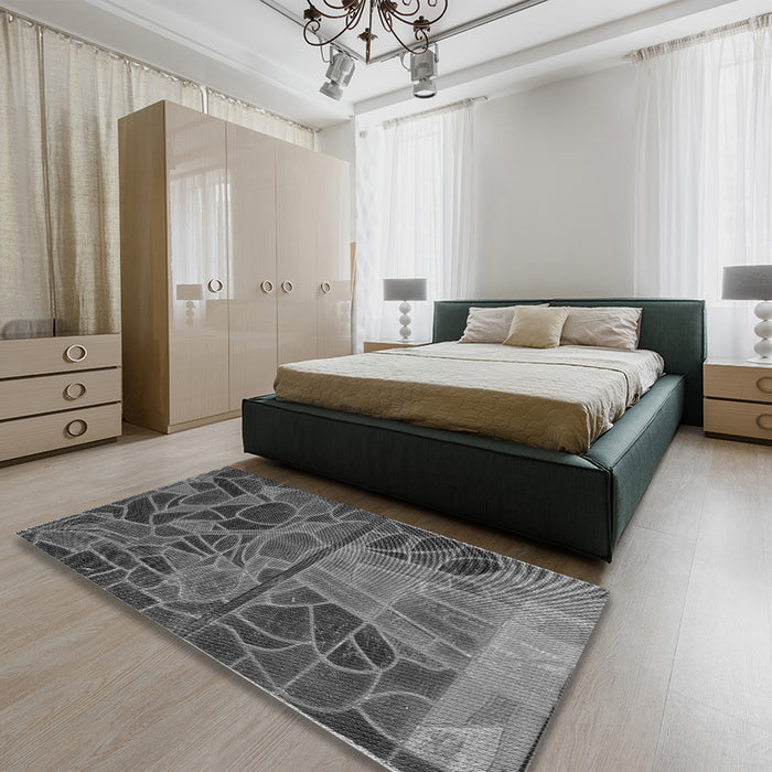 Patterned Gray Rug in a Bedroom, pat3423gry