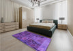 Patterned Bright Purple Rug in a Bedroom, pat3423pur