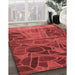 Patterned Red Rug in Family Room, pat3423rd